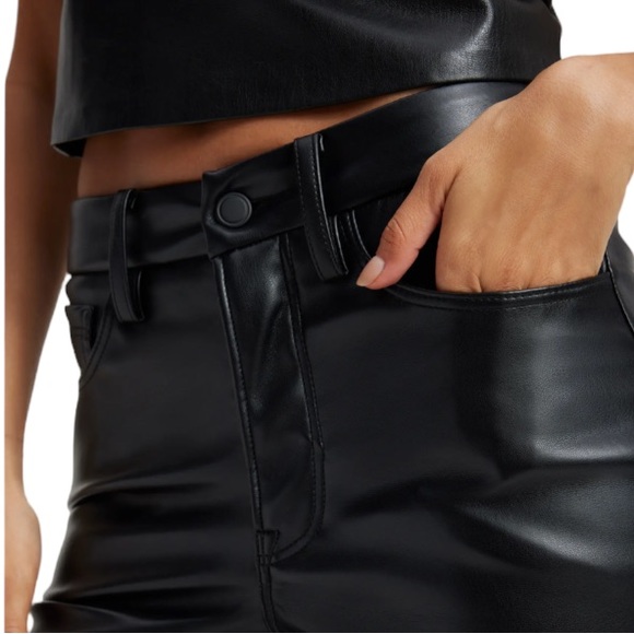 Good American Better Than Leather Faux Leather Good Icon Pants Black Size 8 NWT - Picture 4 of 12